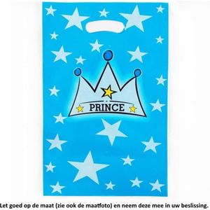 10x Uitdeelzakjes Blauwe Prinsen Kroon 16.5 x 25 cm - Verjaardag - Feestje - Cellofaan Plastic Traktatie Kado Zakjes - Snoepzakjes - Koekzakjes - Koekje - Cookie Bags - Prins - Blue - Prince