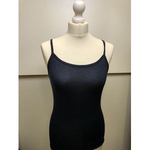 Dames basic tank top Elene met spaghettibandjes navy donkerblauw dunne bandjes M/L