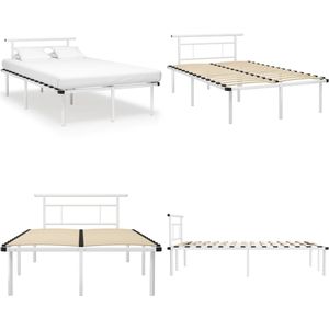 vidaXL Bedframe metaal wit 120x200 cm - Bedframe - Bedframes - Tweepersoonsbed - Tweepersoonsbedden