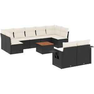 vidaXL Loungeset - 10-delig - Poly Rattan - Zwart Loungeset - Tuinmeubelen - Lounge Set - PE-rattan - Outdoor Furniture
