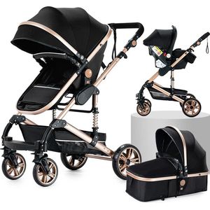 Jake Boss Life Tools - Kinderwagen 3 in 1 - Wandelwagen- Kinderbuggy - Maxi Cosi - Opvouwbaar - Regenscherm - Zwart
