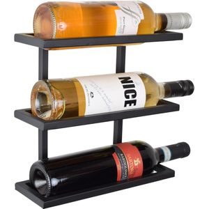 LOFT42 Pinot Wandwijnrek - 3 flessen - Metaal - Zwart - 26x27x11