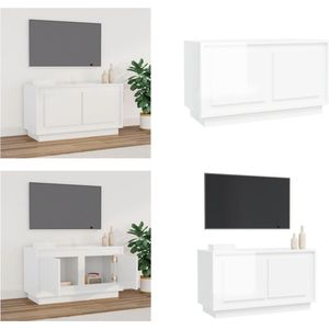 vidaXL Tv-meubel 80x35x45 cm bewerkt hout hoogglans wit - Tv-meubel - Tv-meubelen - Tv-standaard - Televisiemeubel
