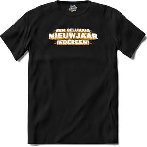 Een gelukkig nieuwjaar iedereen - fout oud en nieuw shirt  / nieuwjaarsfeest kleding - T-Shirt - Unisex - Zwart - Maat 4XL