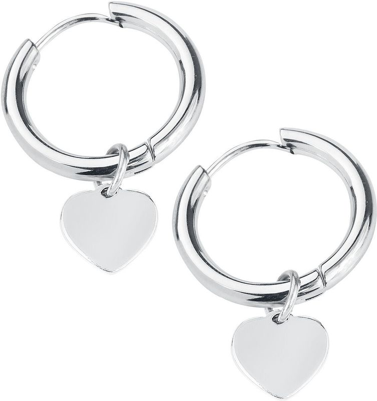 etNox Creole Heart oorringen Oorbel zilverkleurig Roestvrij staal - Basics, Rockabilly
