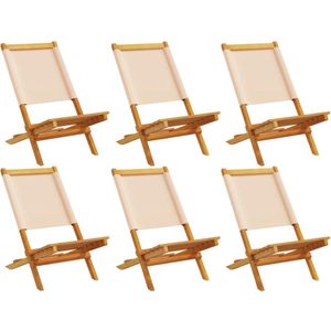 vidaXL Tuinstoel - Tuinstoelen - Inklapbare Tuinstoel - Tuin Stoel - Tuinstoelen 6 st inklapbaar stof en massief hout beige