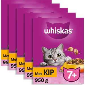 Whiskas 7+ Kattenbrokken - Kip - doos 5 x 950 g