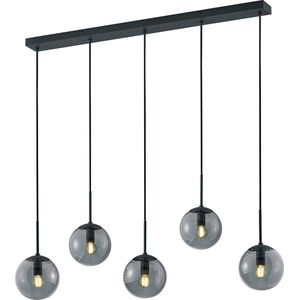 LED Hanglamp - Torna Balina - E14 Fitting - 5-lichts - Rechthoek - Mat Antraciet - Aluminium