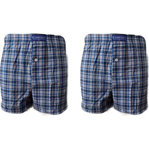 Embrator 2-stuks mannen Boxershort geweven katoen kobalt/wit/rood L