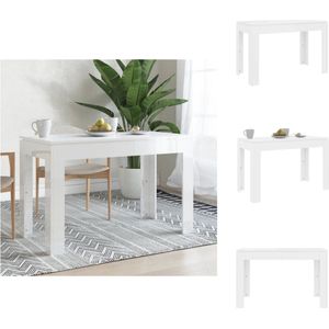 vidaXL Eettafel Spaanplaat - 120x60x76 cm - Hoogglans wit - Tafel