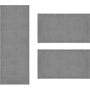 Karat Slaapkamen vloerkleed - Dynasty - Zilver grijs - 1 Loper 67 x 250 cm + 2 Loper 67 x 140 cm