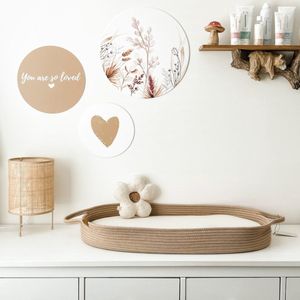 Little Moon Verschoonmand XL - Incl. Extra Matrashoes van 100% Biologisch Katoen en Extra Dik Matras - Aankleedkussen - Milieuvriendelijk Geweven Katoen - Natural Sand