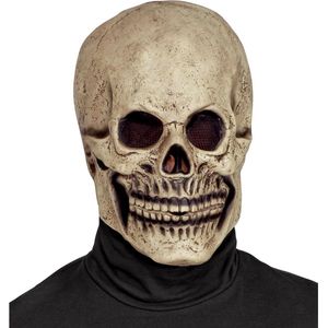 Widmann - Spook & Skelet Kostuum - Masker Kaal Gepikte Schedel - Wit / Beige - Halloween - Verkleedkleding