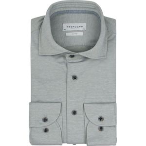 Profuomo - Overhemd Knitted Groen Melange - Heren - Maat 42 - Slim-fit