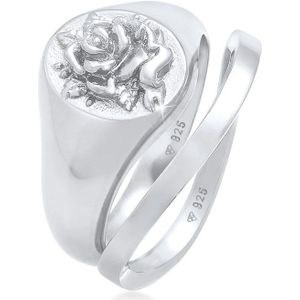 Elli Dames Ring Dames zegelring Duo Rose Basic Vintage Trend in 925 Sterling Zilver Verguld