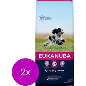 Eukanuba Growing Puppy Medium Breed Kip - Hondenvoer - 2 x 12 kg