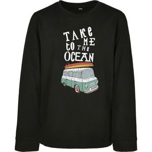 Mister Tee - Take Me To The Ocean Kinder Longsleeve shirt - Take Me To The Ocean - Kids 110/116 - Zwart