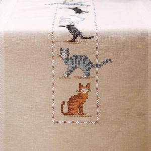 Tafelloper Speelse katten borduren (pakket)