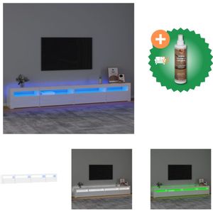 vidaXL Tv-meubel met LED-verlichting 270x35x40 cm hoogglans wit - Kast - Inclusief Houtreiniger en verfrisser