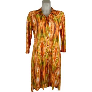 Angelle Milan – Travelkleding voor dames – Oranje wavy Jurk – Ademend – Kreukherstellend – Duurzame jurk - In 5 maten - Maat XXL