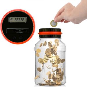 Digitale spaarpot met munten teller - Geschikt voor Euro munten - 1.8L - Transparant - Rood