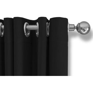 LIFA LIVING Gordijn- Zwart - Verduisterend & Geluidswerend - Gordijnen met Haken - 100% Polyester - 300 x 250 cm - 1 Stuk