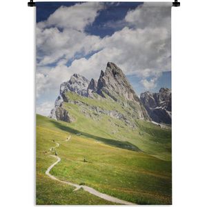 Wandkleed Dolomieten  - Smal voetpad leidt naar de bergtoppen van de Dolomieten Wandkleed katoen 90x135 cm - Wandtapijt met foto
