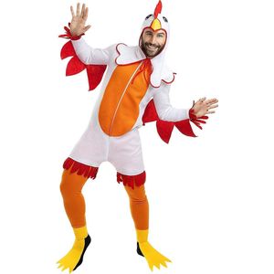 FUNIDELIA Kippen kostuum voor mannen - Kippenpak - Maat: S-M - Wit