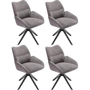 Merax Eetkamerstoelen Set van 4 - 360° Draaibaar - Stoelen met Sherpa Bekleding - Zacht Kussen - Stabiele IJzeren Basis - Grijs