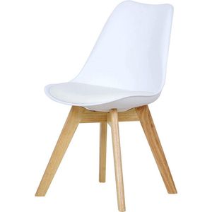 Houten kuipstoel - comfortabel & stevig - ergonomisch zitvlak - beukenhout - strak wit - 48x42x82 cm