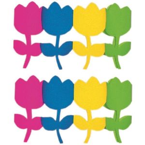 2x stuks gekleurde bloemen feest slinger 3 meter - Feestartikelen/versiering - Van papier