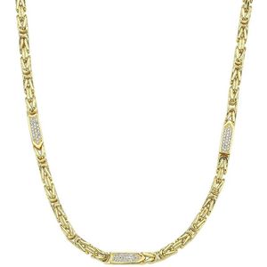 Gouden Koningsketting 4 mm 60 cm Zirkonia 14 karaats