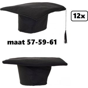 12x Luxe Geslaagd muts stof in 3 maten 57-59-61 - geslaagd afgestudeerd slagen school diadeem hoofddeksel diploma master