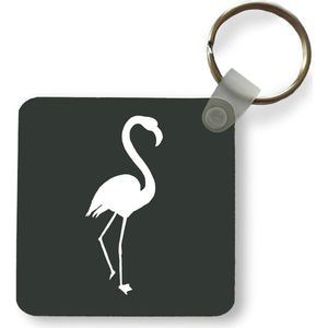 Sleutelhanger - Uitdeelcadeautjes - Flamingo - Silhouette - Wit - Plastic
