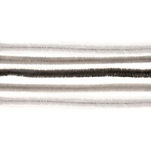 Chenilledraad - 30x - wit/grijs/zwart - 50 cm - hobby/knutsel materialen