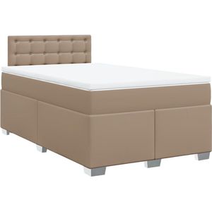 vidaXL - Boxspring - met - matras - kunstleer - cappuccinokleurig - 120x190 - cm