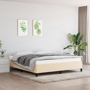 vidaXL Bedframe - 160x200 cm - Crèmekleurig Stof Bedframe - Tweepersoons Bed - Creme Bed - Stoffen Bed - Houten Bed - Boxspring - Slaapkamer Meubels