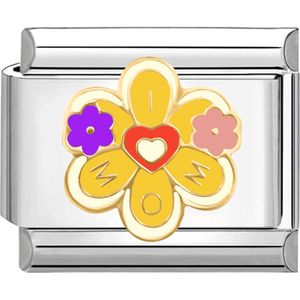 Quiges - Schakel - Bedel - 9mm - charms - Liefde MOM - Geschikt voor - Nomination- armband - Schakelarmband - italy bedels armband