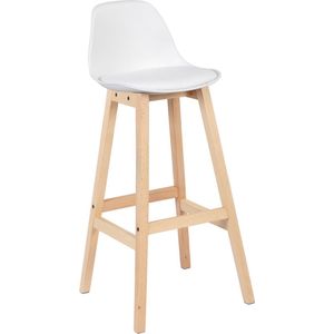 Barkrukken - Wit - Kunstleer - Met rugleuning - Set van 2