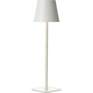 Attalos Tafellamp industrieel - USB-C oplaadbaar leeslamp - Dimbare Touch LED Lamp Wit - Zware kwaliteit bureaulamp - Nachtlamp draadloos voor woonkamer & nachtkastje slaapkamer - 38cm bedlamp