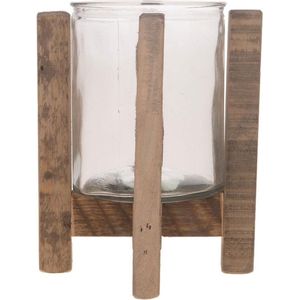Kandelaars - candle holder | natural | hout | 14,5x17,5 cm - - 14,5x175x