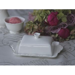 Botervloot PROVENCE van Chic Antique Porselein - Nostalgie - Wit 13x20 cm butter dish with lid