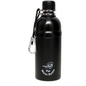 Honden waterfles RVS - Black 500ml - Draagbare Honden Drinkfles - Honden fles - Waterfles voor onderweg met de Auto- wandelen - Honden Bidon - Lek vrij - Roestvrij staal - 500ml