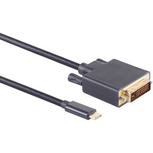 Powteq Premium - 1 meter - USB C naar DVI-D kabel - 4K 30 Hz - DVI 24+1 pins - Gold-plated - Alt mode USB C