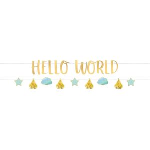 Amscan Letterslinger 'hello World' 177 Cm Karton Blauw/goud