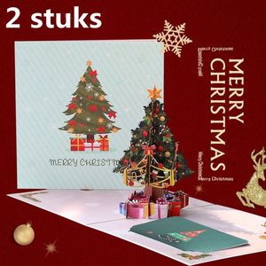 2 STUKS 3D Kerstboom met kerstballen Pop-up Kaart-Breng de Magie van Kerstmis tot Leven-groen