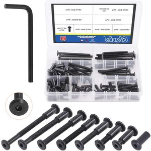 85 Stks M6x20/30/40/50/60/70/80mm Zwarte Hex Drive Socket Cap Bouten Kit met Inbussleutel