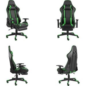 vidaXL Gamestoel draaibaar met voetensteun PVC groen - Gamingstoel - Gamingstoelen - Racingstoel - Racingstoelen