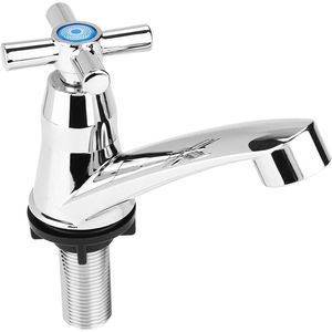 Enkele koudwaterkraan wastafelkraan Verchroomd - 3 handgreep type opties (kruisgreep)