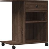 vidaXL - Printerkastje - met - wielen - 60x40x68,5 - cm - bruin - eikenkleurig
